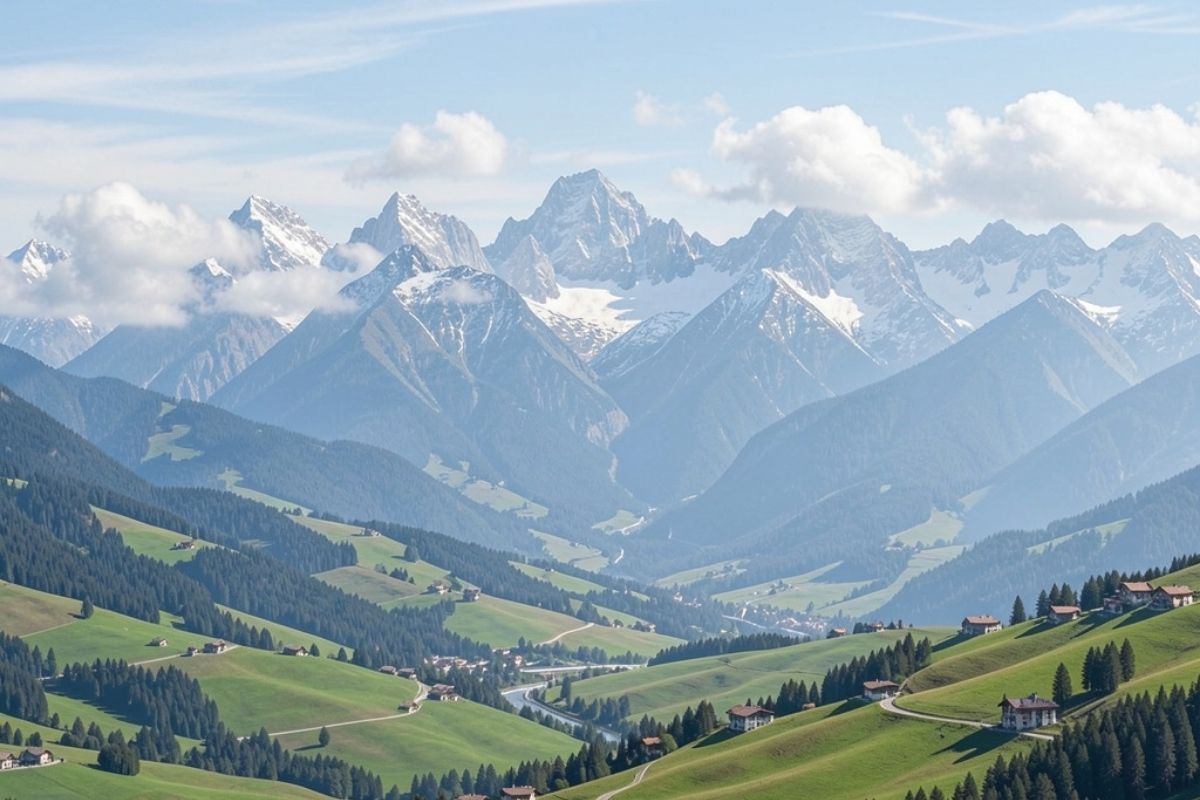 Panorama di Tarvisio con le Alpi sullo sfondo