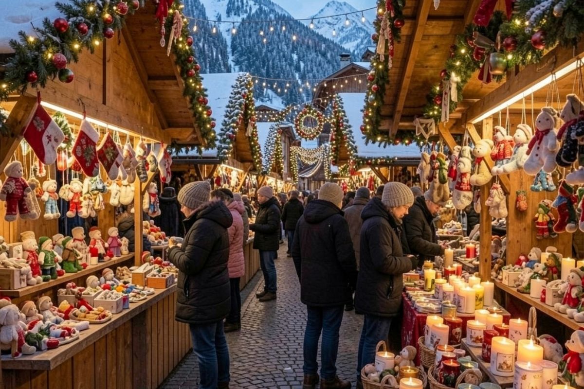 Mercatini di Natale a Tarvisio, festoni e luci